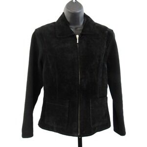 VTG Erez Levy New York Black Suede Leather Sweater Jacket Zip Front Luxury